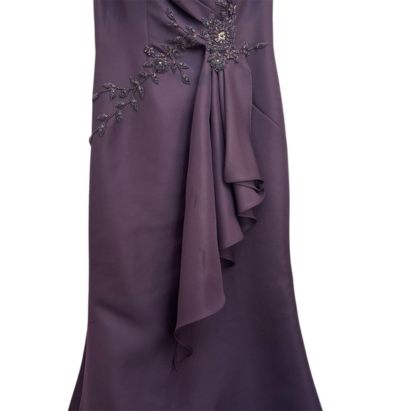 Marsoni by Colors MV1086 Embellished V Neck Mermaid Gown Eggplant Size 12 - Picture 10 of 15